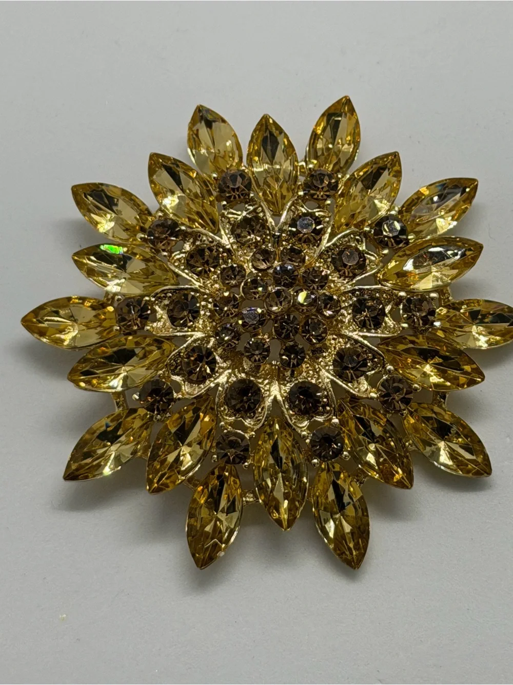 Gold Crystal Floral Statement Ring - Women's Fashion Jewelry